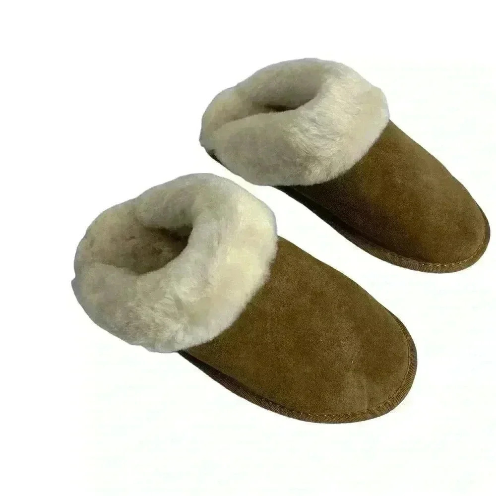 ASOS Design Unisex Sheepskin Slippers‎ Brown Size 7-8 Winter Casual